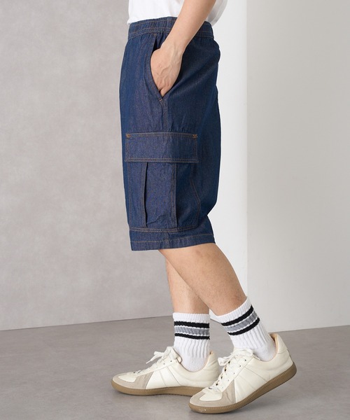 MAGASIN DE MODE Brew(マガジンデモードブリュー)の「【MAGASIN DE MODE Brew】5.0ozデニムカーゴショートパンツ(ABI) MNY 5271-6020 ルーズフィット ライトオンス 快適素材(デニムパンツ・メンズ・ネイビー/サックスブルー・M/L/2L)」の12枚目の写真
