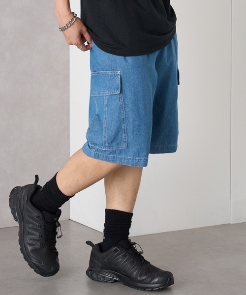MAGASIN DE MODE Brew(マガジンデモードブリュー)の「【MAGASIN DE MODE Brew】5.0ozデニムカーゴショートパンツ(ABI) MNY 5271-6020 ルーズフィット ライトオンス 快適素材(デニムパンツ・メンズ・ネイビー/サックスブルー・M/L/2L)」の6枚目の写真