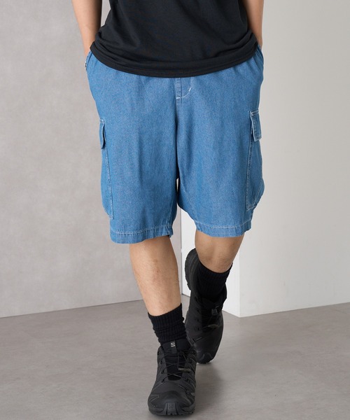 MAGASIN DE MODE Brew(マガジンデモードブリュー)の「【MAGASIN DE MODE Brew】5.0ozデニムカーゴショートパンツ(ABI) MNY 5271-6020 ルーズフィット ライトオンス 快適素材(デニムパンツ・メンズ・ネイビー/サックスブルー・M/L/2L)」の4枚目の写真