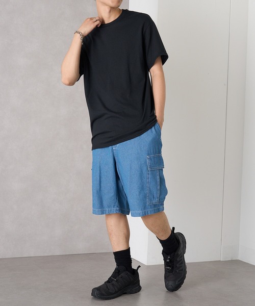 MAGASIN DE MODE Brew(マガジンデモードブリュー)の「【MAGASIN DE MODE Brew】5.0ozデニムカーゴショートパンツ(ABI) MNY 5271-6020 ルーズフィット ライトオンス 快適素材(デニムパンツ・メンズ・ネイビー/サックスブルー・M/L/2L)」の7枚目の写真