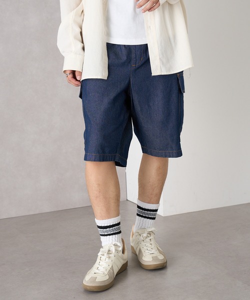 MAGASIN DE MODE Brew(マガジンデモードブリュー)の「【MAGASIN DE MODE Brew】5.0ozデニムカーゴショートパンツ(ABI) MNY 5271-6020 ルーズフィット ライトオンス 快適素材(デニムパンツ・メンズ・ネイビー/サックスブルー・M/L/2L)」の9枚目の写真