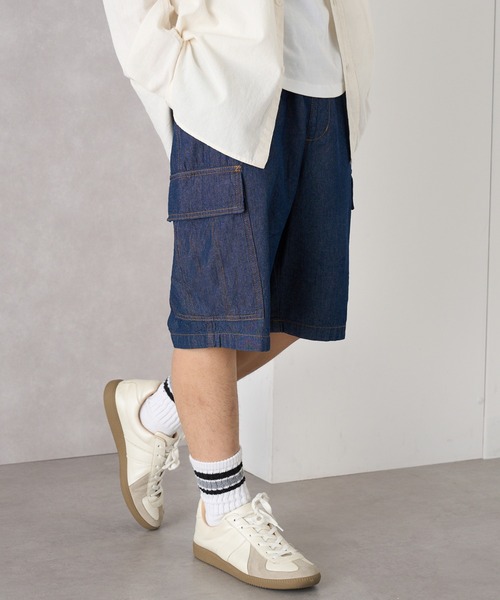 MAGASIN DE MODE Brew(マガジンデモードブリュー)の「【MAGASIN DE MODE Brew】5.0ozデニムカーゴショートパンツ(ABI) MNY 5271-6020 ルーズフィット ライトオンス 快適素材(デニムパンツ・メンズ・ネイビー/サックスブルー・M/L/2L)」の10枚目の写真