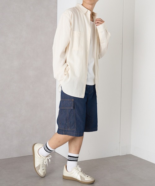 MAGASIN DE MODE Brew(マガジンデモードブリュー)の「【MAGASIN DE MODE Brew】5.0ozデニムカーゴショートパンツ(ABI) MNY 5271-6020 ルーズフィット ライトオンス 快適素材(デニムパンツ・メンズ・ネイビー/サックスブルー・M/L/2L)」の14枚目の写真