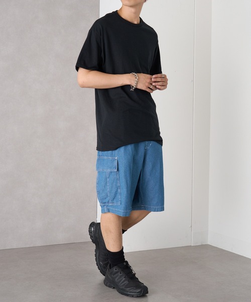 MAGASIN DE MODE Brew(マガジンデモードブリュー)の「【MAGASIN DE MODE Brew】5.0ozデニムカーゴショートパンツ(ABI) MNY 5271-6020 ルーズフィット ライトオンス 快適素材(デニムパンツ・メンズ・ネイビー/サックスブルー・M/L/2L)」の8枚目の写真