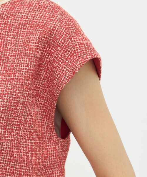 リネンシルクツイード キャップスリーブトップ（シャツ/ブラウス