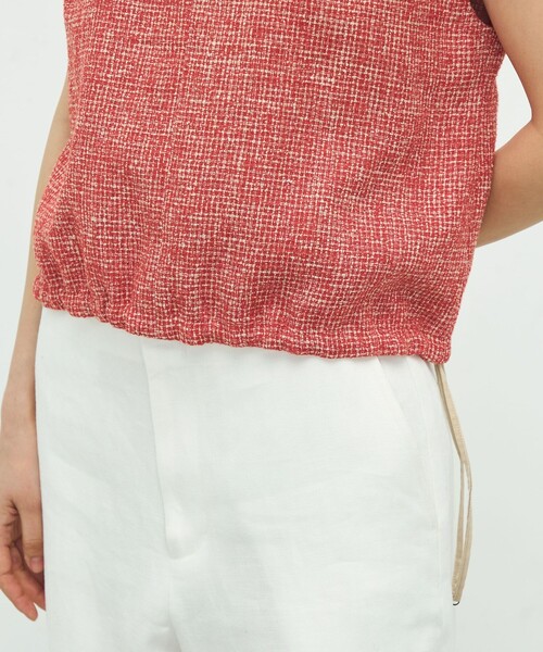 リネンシルクツイード キャップスリーブトップ（シャツ/ブラウス