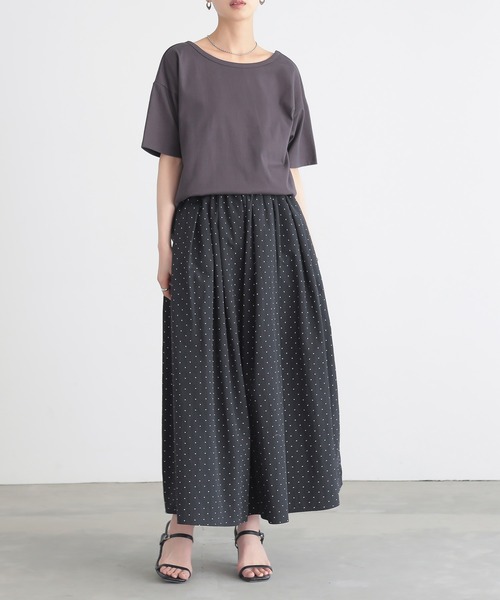 for/c(フォーシー)の「汗シミ防止バックオープンTシャツ【サスティナブル】(Tシャツ/カットソー・レディース・ブルー/オフホワイト/ブラウン/チャコールグレー・M/L)」の13枚目の写真