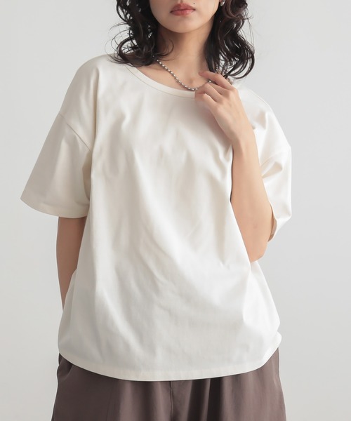 for/c(フォーシー)の「汗シミ防止バックオープンTシャツ【サスティナブル】(Tシャツ/カットソー・レディース・ブルー/オフホワイト/ブラウン/チャコールグレー・M/L)」の16枚目の写真