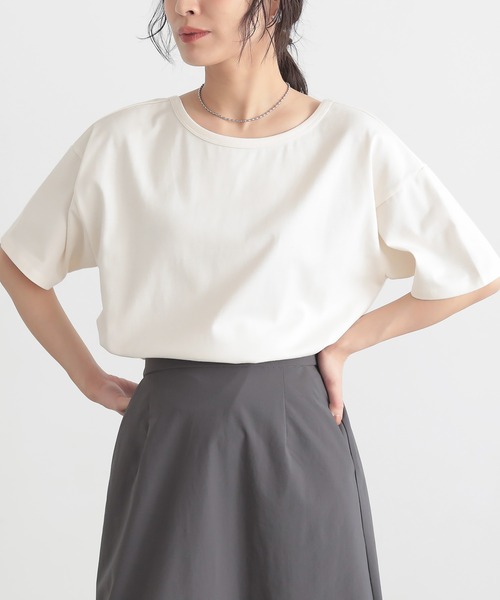 for/c(フォーシー)の「汗シミ防止バックオープンTシャツ【サスティナブル】(Tシャツ/カットソー・レディース・ブルー/オフホワイト/ブラウン/チャコールグレー・M/L)」の20枚目の写真