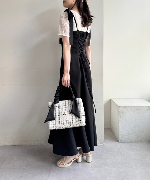 one after another NICE CLAUP(ワンアフターアナザーナイスクラップ)の「WEB限定/ギャザーハンドルミニトートバッグ(トートバッグ・レディース・アイボリー/ホワイト×ブラック/ブラック/ホワイト系その他/ブルー系その他/ブラック系その他/ピンク・FREE)」の18枚目の写真