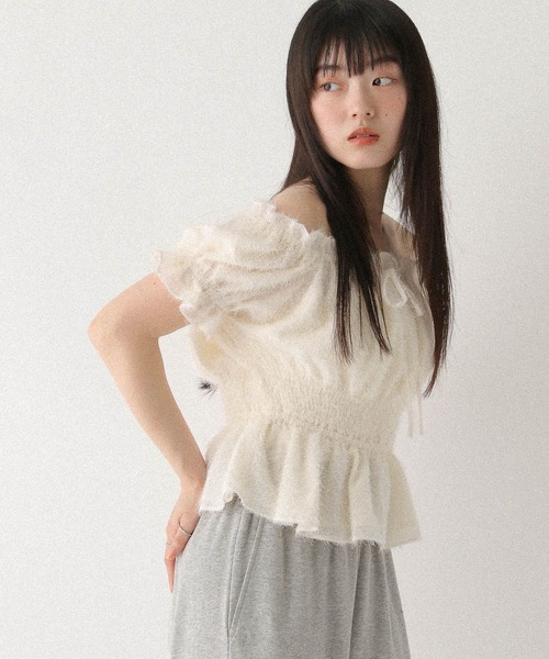 ブラウス シャツ ジャガードリボンブラウス　575725 レディース ジャガードリボンブラウス 575725（シャツ/ブラウス）｜Heather