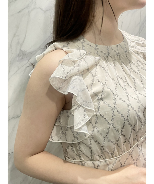 セール】ホルターネックフリルマーメイドワンピース 夏服 ノースリーブ