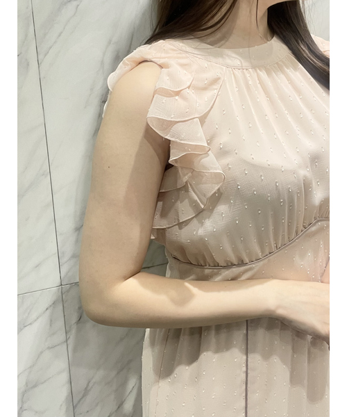 セール】ホルターネックフリルマーメイドワンピース 夏服 ノースリーブ