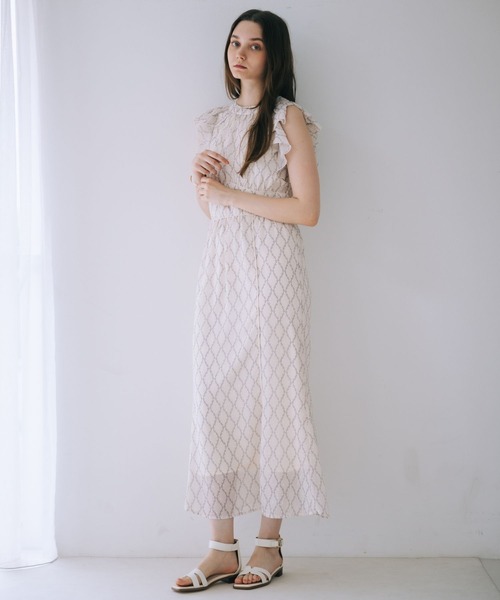 新品★38,500 BRIEFING 袖なしワンピース インナーパンツ付属 L ホルターネックフリルマーメイドワンピース 夏服 ノースリーブ