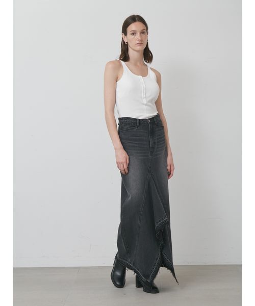 styling/(スタイリング)の「ヘムフレア2WAYデニムスカート(デニムスカート・レディース・ブルー/ブラック・0/1)」の2枚目の写真
