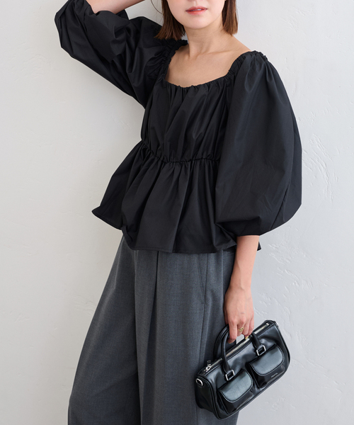 U by SPICK&SPAN(ユーバイスピックアンドスパン)の「2WAY オフショルブラウス(シャツ/ブラウス・レディース・イエロー/ブラック/ホワイト・FREE)」の1枚目の写真