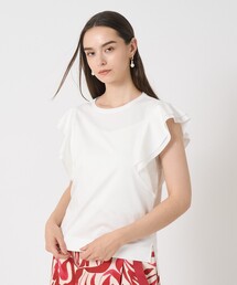 ANAYI（アナイ）の「スムース＋ブロード袖リボンプルオーバー（Tシャツ