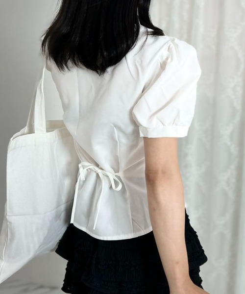 mebole(メボレ)の「dolce puff ribbon shirt(シャツ/ブラウス・レディース・ホワイト・FREE)」の1枚目の写真