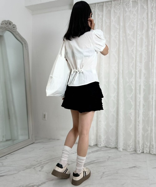 mebole(メボレ)の「dolce puff ribbon shirt(シャツ/ブラウス・レディース・ホワイト・FREE)」の2枚目の写真
