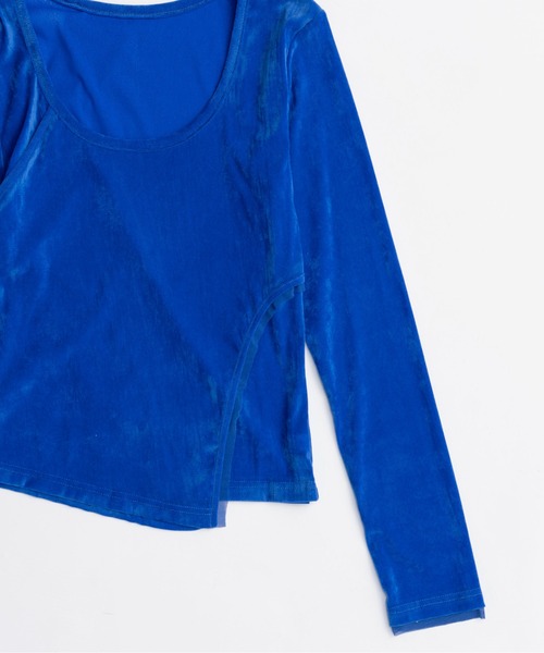MAISON SPECIAL（メゾンスペシャル）の「Sheer Velour Asymmetrical Tops/シアーベロアアシメトップス（Tシャツ/カットソー・レディース・グレー/ブラック/ブルー・FREE）」の17枚目の写真
