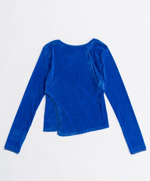 MAISON SPECIAL（メゾンスペシャル）の「Sheer Velour Asymmetrical Tops/シアーベロアアシメトップス（Tシャツ/カットソー・レディース・グレー/ブラック/ブルー・FREE）」の20枚目の写真
