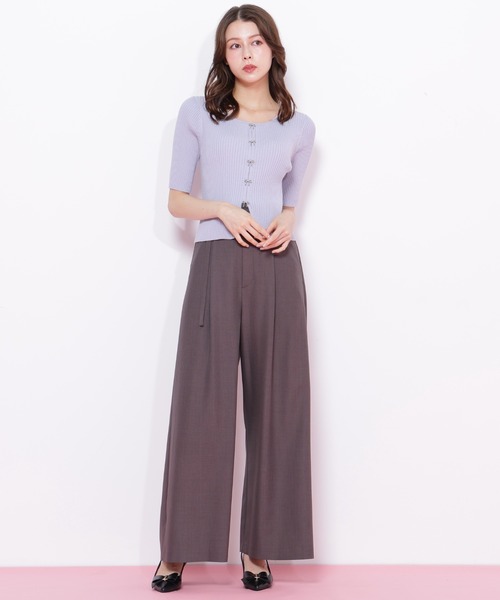 JILL by JILL STUART(ジルバイジルスチュアート)の「◇細ベルト付きワイドパンツ(その他パンツ・レディース・グレー/ピンク/ベージュ・MEDIUM/SMALL)」の2枚目の写真