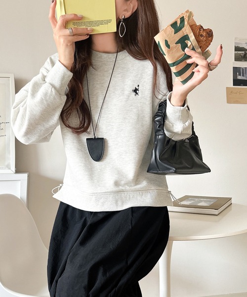 classicalelf(クラシカルエルフ)の「一枚でコーディネートが完成する優秀アイテム◎胸刺繍ドロスト裏起毛ドッキングワンピース(ワンピース・レディース・ブラウン/オートミール/ブラック・MEDIUM/LARGE/X-LARGE/SMALL)」の14枚目の写真