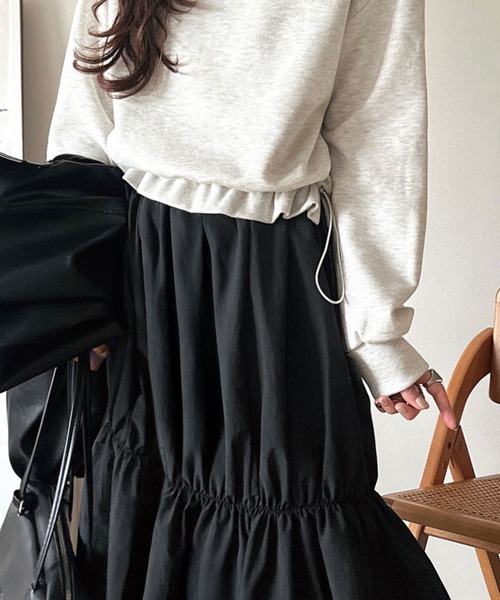 classicalelf(クラシカルエルフ)の「一枚でコーディネートが完成する優秀アイテム◎胸刺繍ドロスト裏起毛ドッキングワンピース(ワンピース・レディース・ブラウン/オートミール/ブラック・MEDIUM/LARGE/X-LARGE/SMALL)」の21枚目の写真