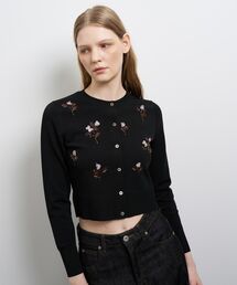 LANVIN en Bleu（ランバンオンブルー）の「フラワービーズ刺繍カーディガン（ニット/セーター）」