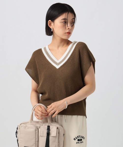 BAYFLOW（ベイフロー）の「[マシンウォッシャブル]チルデンニットベスト（ニット/セーター・レディース・ブラウン/オフホワイト・FREE）」の10枚目の写真