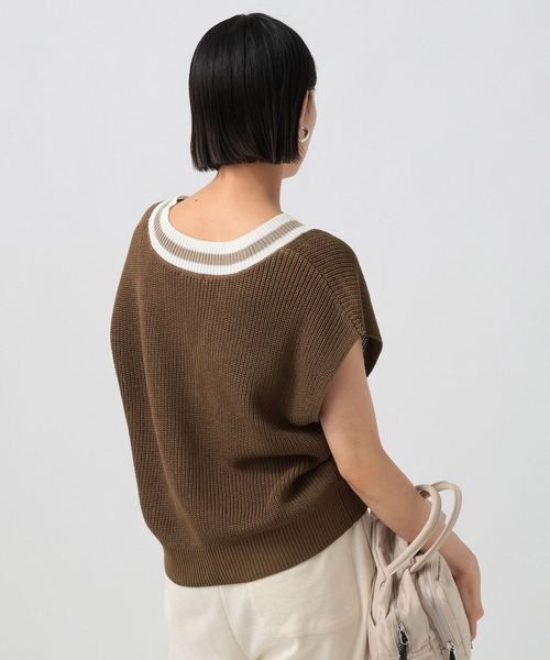 BAYFLOW（ベイフロー）の「[マシンウォッシャブル]チルデンニットベスト（ニット/セーター・レディース・ブラウン/オフホワイト・FREE）」の13枚目の写真