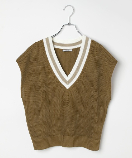 BAYFLOW（ベイフロー）の「[マシンウォッシャブル]チルデンニットベスト（ニット/セーター・レディース・ブラウン/オフホワイト・FREE）」の15枚目の写真