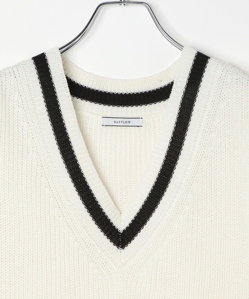 BAYFLOW（ベイフロー）の「[マシンウォッシャブル]チルデンニットベスト（ニット/セーター・レディース・ブラウン/オフホワイト・FREE）」の17枚目の写真