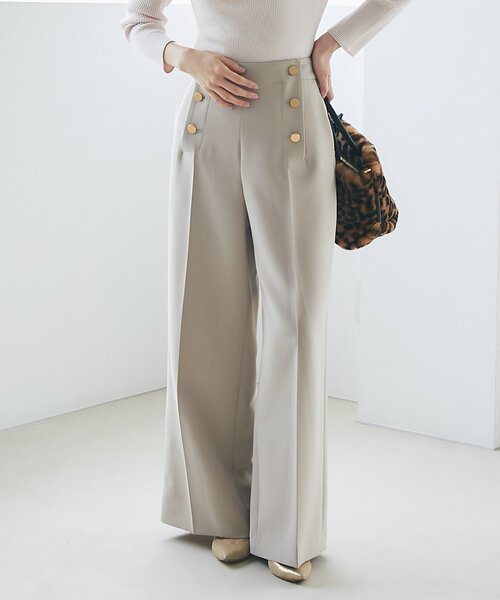 La boutique BonBon(ラブティックボンボン)の「【今すぐお届!miki監修・4サイズ展開あり】ダブルクロスマリンパンツ(スラックス・レディース・オフホワイト/ネイビー/グレイッシュベージュ・PS/34/38/36)」の2枚目の写真