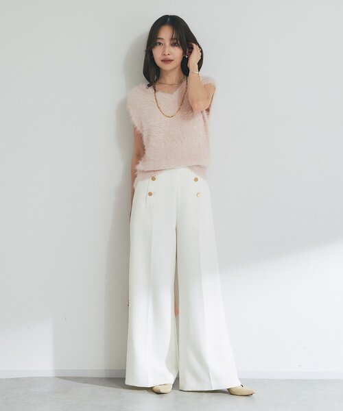 La boutique BonBon(ラブティックボンボン)の「【今すぐお届!miki監修・4サイズ展開あり】ダブルクロスマリンパンツ(スラックス・レディース・オフホワイト/ネイビー/グレイッシュベージュ・PS/34/38/36)」の12枚目の写真