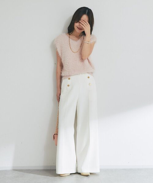 La boutique BonBon(ラブティックボンボン)の「【今すぐお届!miki監修・4サイズ展開あり】ダブルクロスマリンパンツ(スラックス・レディース・オフホワイト/ネイビー/グレイッシュベージュ・PS/34/38/36)」の13枚目の写真