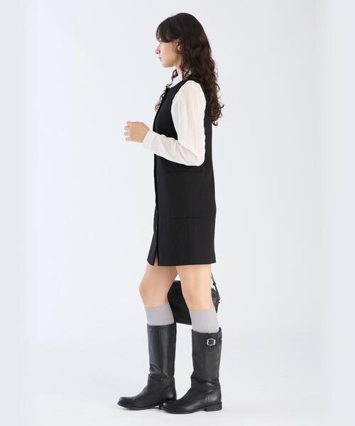 To b. by agnes b.（トゥービーバイアニエスベー）の「ポンテ ジレ ワンピース（ワンピース・レディース・ブラック・38/40/36）」の3枚目の写真