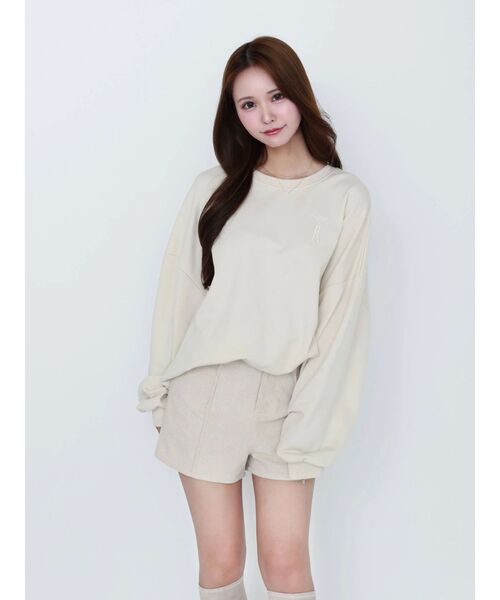 EATME（イートミー）の「エンブロイダリースウェットTOP（スウェット・レディース・グレー/アイボリー/ブラック・FREE）」の5枚目の写真