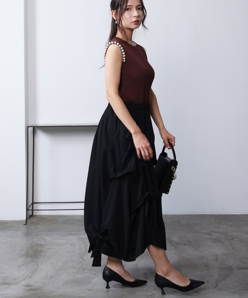 PICCIN PERLA（ピッチンペルラ）の「袖口パールノースリーブニット（ニット/セーター・レディース・ブラウン/ブラック・M）」の15枚目の写真