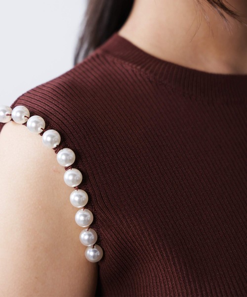 PICCIN PERLA（ピッチンペルラ）の「袖口パールノースリーブニット（ニット/セーター・レディース・ブラウン/ブラック・M）」の20枚目の写真