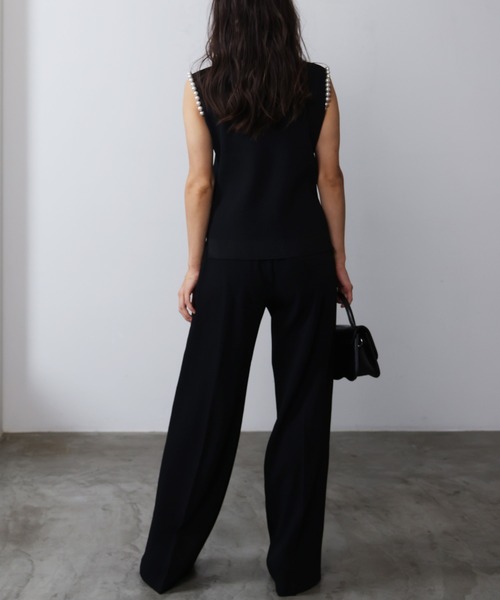 PICCIN PERLA（ピッチンペルラ）の「袖口パールノースリーブニット（ニット/セーター・レディース・ブラウン/ブラック・M）」の9枚目の写真