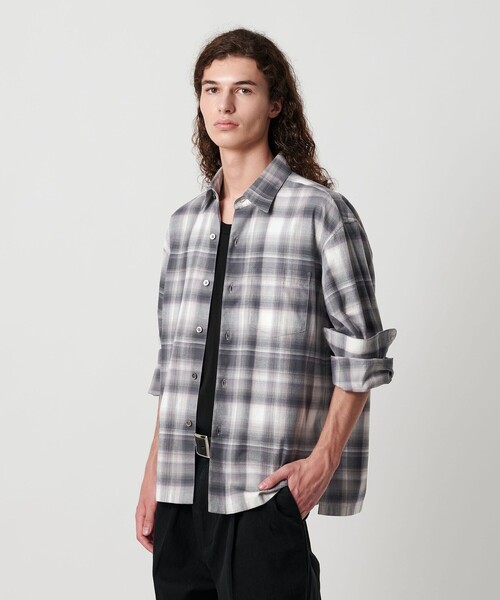 MONKEY TIME（モンキータイム）の「ブラッシュド オンブレ チェック シャツ（シャツ/ブラウス・メンズ・ダークグレー/ブラック・S/M/L/XL）」の21枚目の写真
