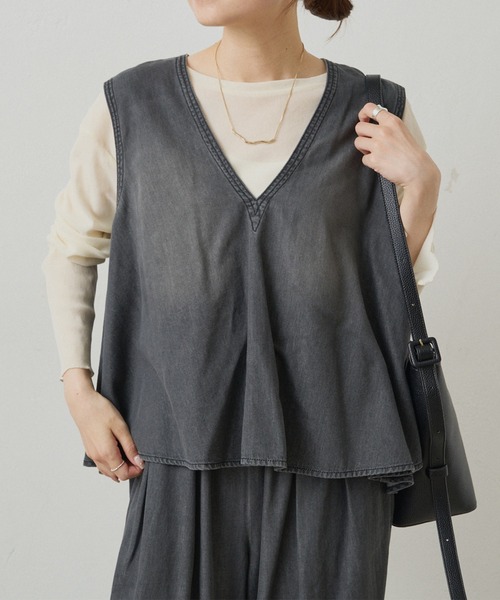 PUAL CE CIN(ピュアルセシン)の「【SET ITEM】デニムフレアブラウス+デニムイージーパンツセット(つなぎ/オールインワン・レディース・グレー/インディゴブルー/ブルー・FREE)」の21枚目の写真