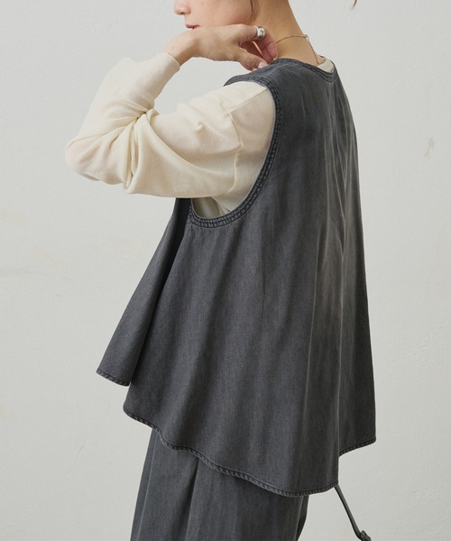 PUAL CE CIN(ピュアルセシン)の「【SET ITEM】デニムフレアブラウス+デニムイージーパンツセット(つなぎ/オールインワン・レディース・グレー/インディゴブルー/ブルー・FREE)」の20枚目の写真