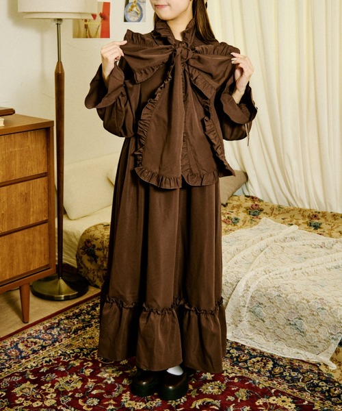 セール】【クティールとレトロ】2WAYフリルボウタイチェックワンピース