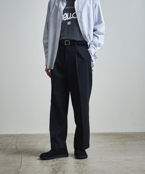 info. BEAUTY&YOUTH（インフォビューティアンドユース）の「【マルチサイズ】11.5オンス デニム ワイドストレート スラックス（デニムパンツ・メンズ・ブラック系その他/ネイビー/ブラック・マルチサイズ）」の2枚目の写真