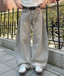 ADAMASTE(A_}Xg)ADAMASTE SELECT baggy paint denim pants - oM[yCgfjpc(fjpc)