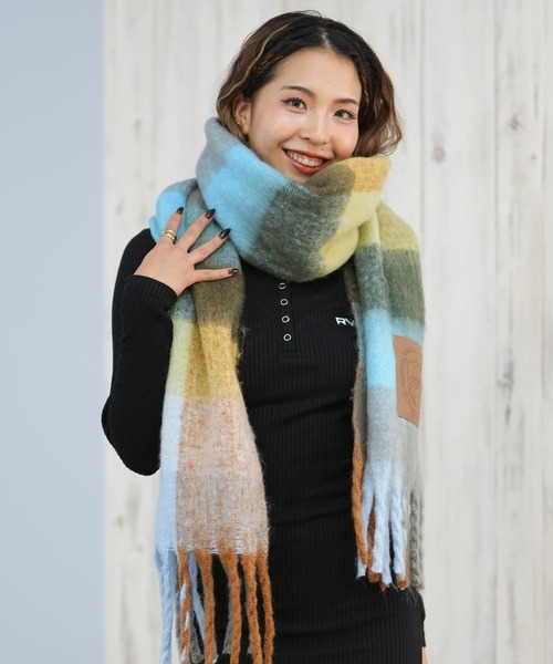 セール】RIKKA FEMME/リッカファム マフラー チェック フリンジ 防寒