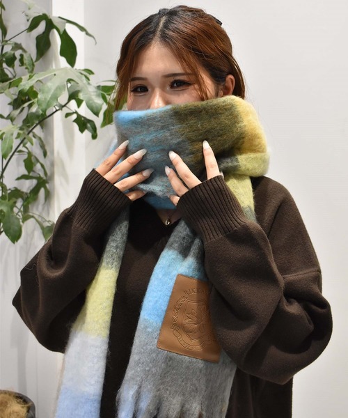 セール】RIKKA FEMME/リッカファム マフラー チェック フリンジ 防寒