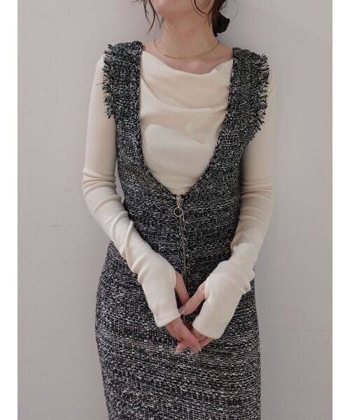 LAGUNAMOON（ラグナムーン）の「オフショルドレープ2WAYトップス（Tシャツ/カットソー・レディース・アイボリー/ブラック/ブラウン・FREE）」の10枚目の写真